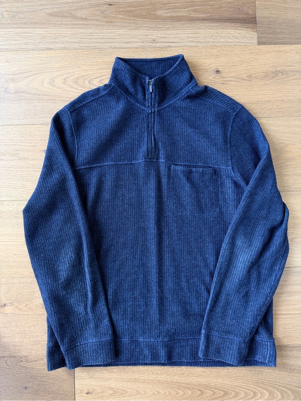 Toad & Co Organic Wool Blend Quarter Zip Sweater Blue